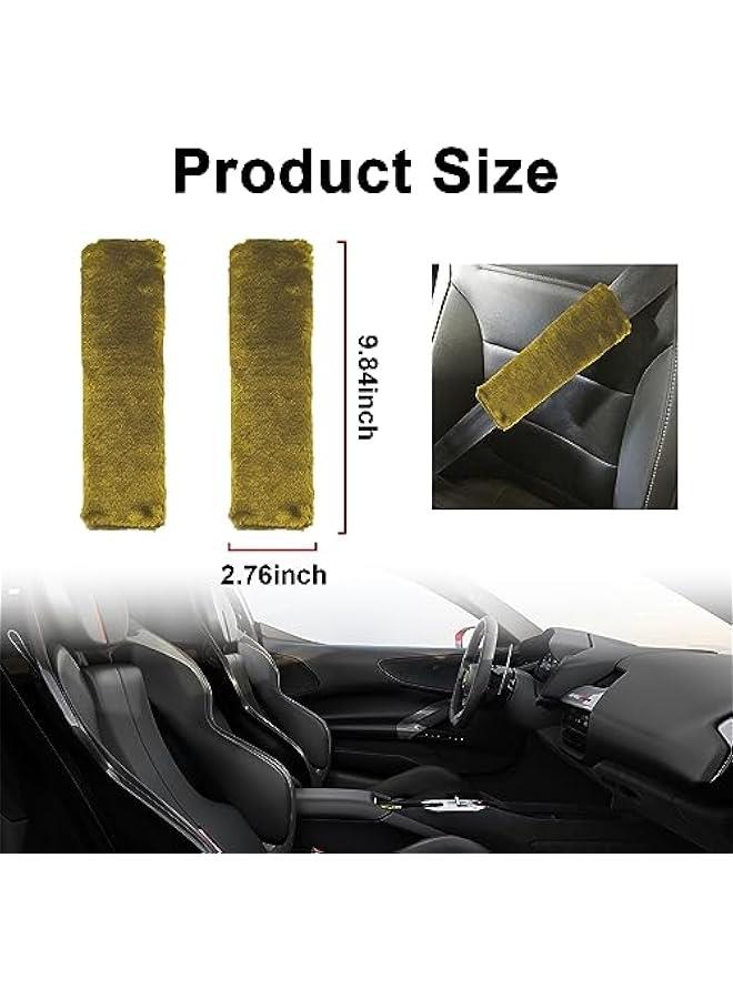 2 Packs Car Seatbelt Covers Shoulder Pad, Universal Soft Faux Sheepskin Shoulder Cover for Comfortable Driving, Fluffy Seat Belt Protector Help to Protect Your Neck and Shoulder (Light Green) - Image 2